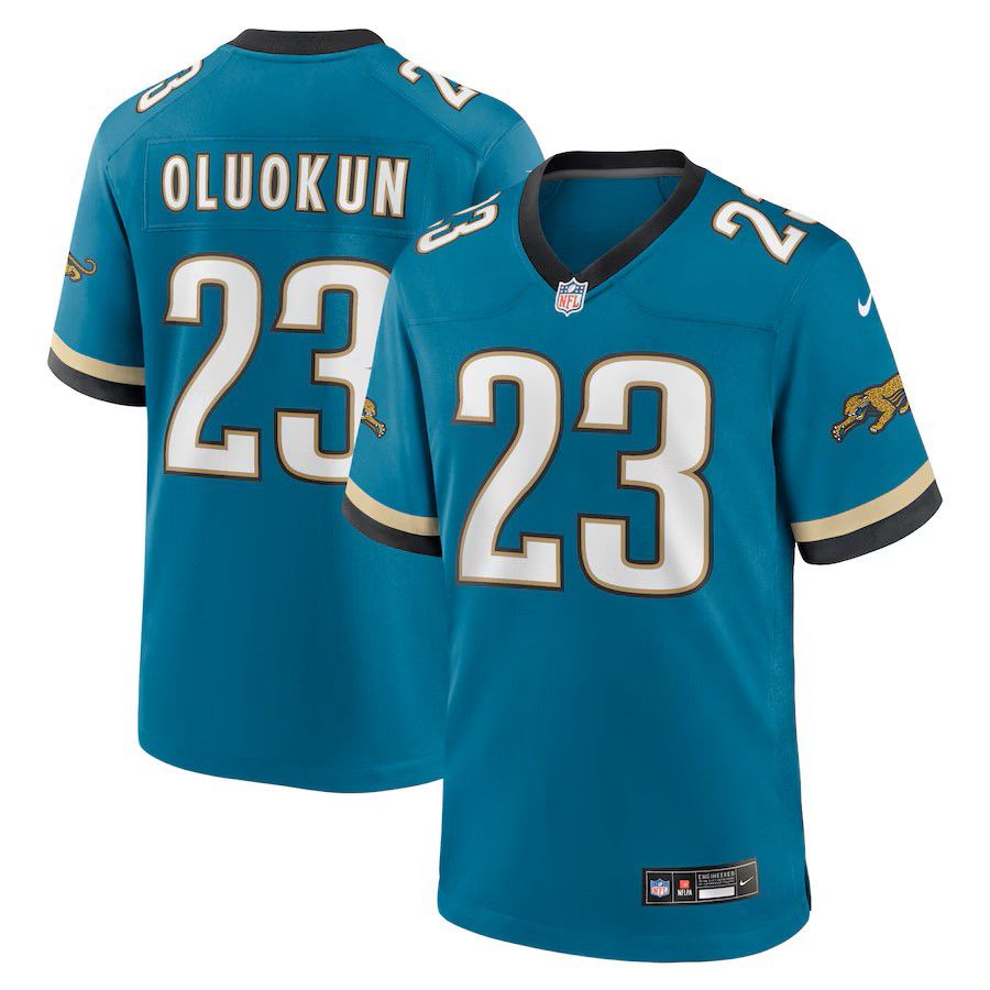 Men Jacksonville Jaguars #23 Foye Oluokun Green Nike Throwback Player Game NFL Jersey
